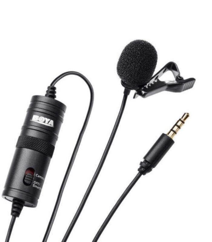 Boya ByM1 Auxiliary Omnidirectional Lavalier Condenser Microphone with 20ft Audio Cable (Black)