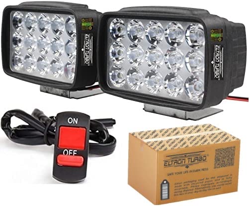 ELTRON TURBO ELT541HT856 12V DC Power Imported Original 15 LED Fog Light Waterproof, Head Lamp Universal Bar Light Anti-Fog Off-Roading Driving For All Bikes, Scooty, Motorcycle (Pack of 2), White