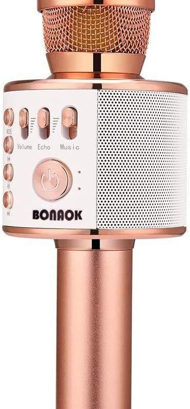 BONAOK Wireless Bluetooth Karaoke Microphone,Christmas Gift 3-in-1 Portable Hand Speaker for iPhone/Android/iPad/Sony,PC and All Smartphone(Rose Gold)