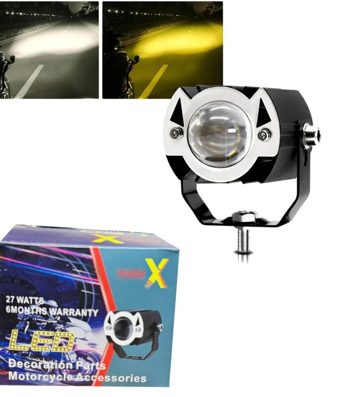 Moto X Super Bright Dual Color 6 Months Warranty Original Imported Mini Driving Bike Fog Light Led Light Dc Power 12V-24V 80W Universal For All Motorcycle, Scooty, Cars, Projector Light(Pack Of 1)
