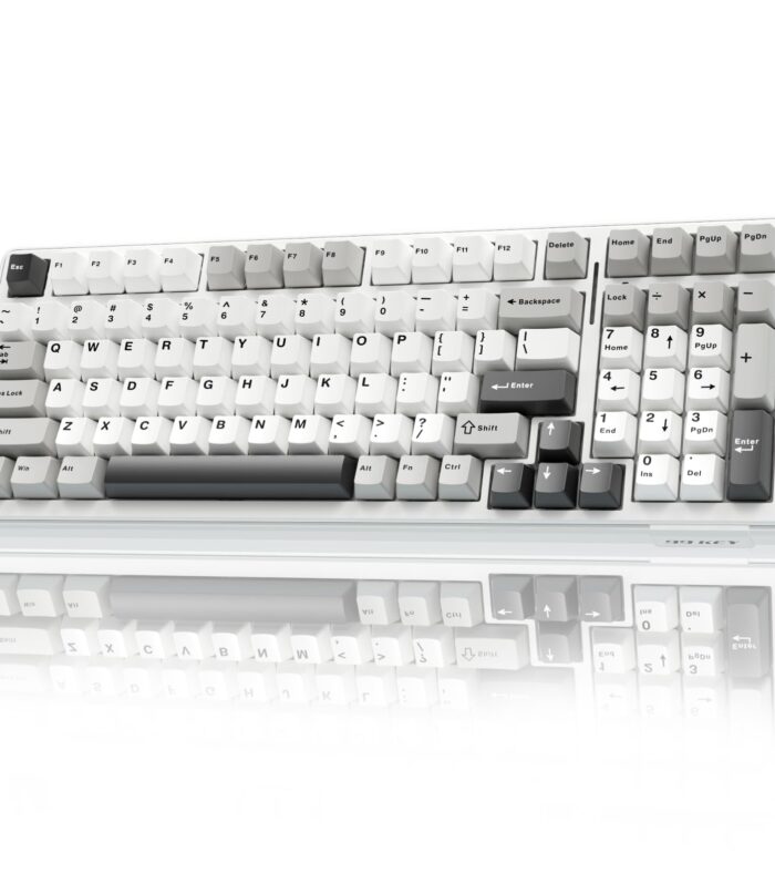 AULA F99 Wireless Mechanical Keyboard | Tri-Mode BT5.0/2.4GHz/USB-C Hot Swappable | Pre-lubed Linear Switches, Gasket Structure | RGB Backlit Gaming Keyboard (Grey+White - Graywood Switch)