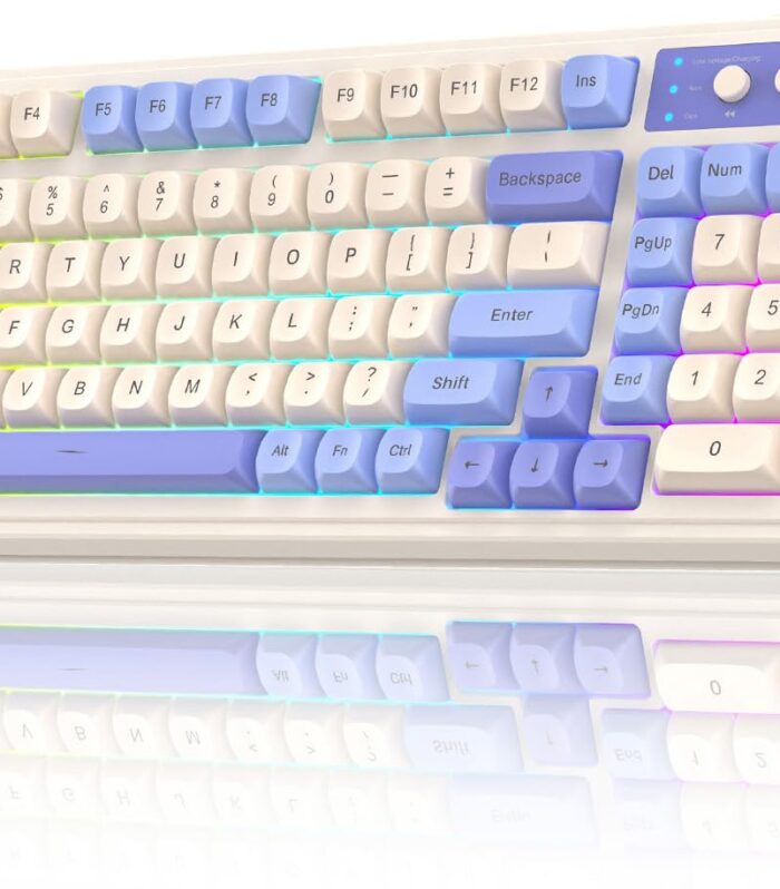 AULA S99 3 in 1 World's First Silicon Membrane Gaming Keyboard | Bluetooth/2.4GHz/USB-C Balls Keycap Keybaord with Knob | Programmable RGB Backlit Gaming Keyboard for PC/Xbox/PS5 (Purple)