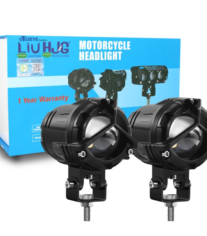 OTO2EYE Power By LIU HJG 1 YEAR WARRANTY Waterproof Y Shape Style Laser Beam Mini Driving Fog Light Bike, Cars Projector Light 2 Color White & Yellow Spot Beam (Pack of 2, 12V DC 40W)