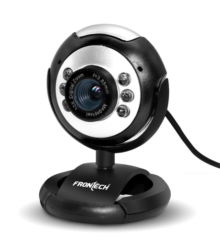 FRONTECH Digital Webcam with Built-in Mic & LED Lights, 30 FPS, Plug and Play USB Interface, Auto White Balance, for Video Calling, Live Streaming, Online Classes, Laptop/PC/TV (2251, Black)