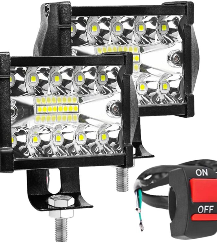 FABTEC 18 LED 4 Inch/10 cm Bar Light LED Fog Light for All Motorcycles/Bike/Scooty/E-Rikshaw (Set Of 2) (4 Inch,White) (6 Month Warranty)