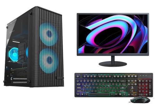 Fusionit Gaming Desktop PC Core i5-2400, 16GB DDR3 RAM, 256GB SSD, Windows 11 with MS Office 2021, 19" Monitor, WiFi, Keyboard & Mouse Included