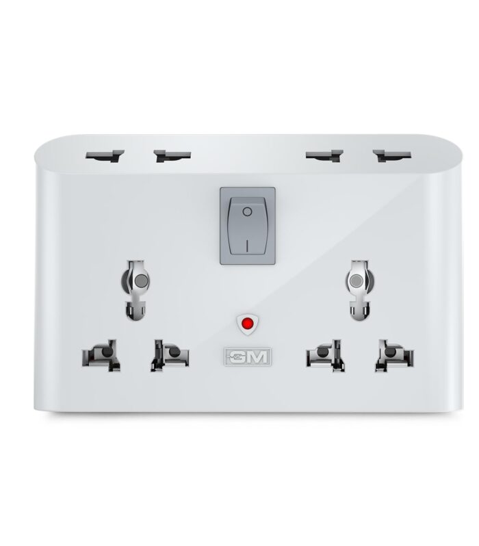 GM 3 Pin 6 AMP Universal Multiplug Travel Adapter with 4 Charging Point | Useful for Home Applications, Mobiles, Computers, Laptops | Adapter with Inbuilt Surge Protector & Power Indicator | GM 3019
