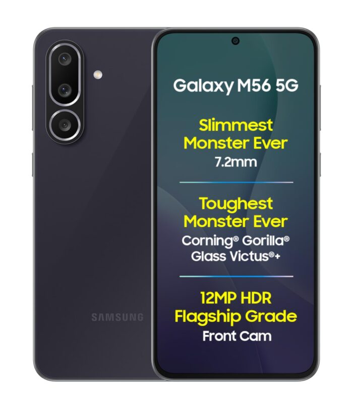 Samsung Galaxy M56 5G (Black, 8 GB RAM, 128 GB Storage)| Slimmest Phone in The Segment| Gorilla Glass Victus+| 10 Bit HDR Video| Enhanced Nightography| 4nm Processor| AI | Vapor Cooling Chamber
