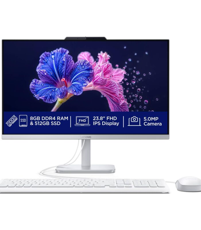 Lenovo A100 All in one Intel® Core™ i3-N305 23.8" FHD (1920x1080) 3-Side Edgeless All-in-One Desktop (8GB/512GB SSD/Win11/MS Office 2024/5MP Camera/USB Calliope Keyboard & Mouse) F0J6005GIN