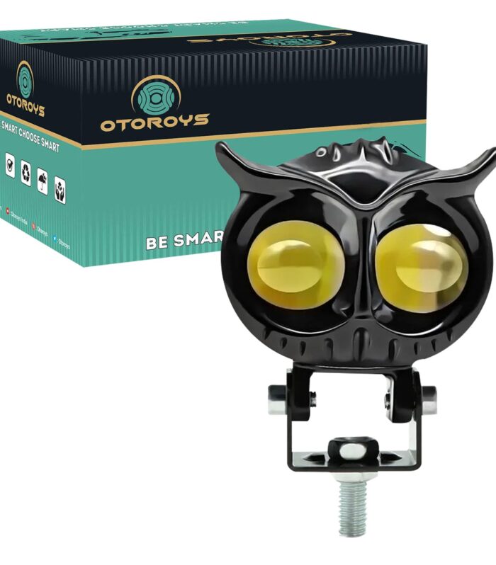 OTOROYS 2 Led OWL Shape Fog Yellow-White light Low & High Beam for universal vehicles 9V-60V 40W
