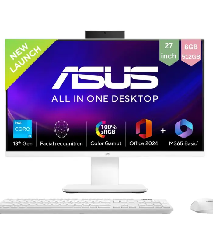 ASUS AiO V470,13th Gen Intel Core i3-1315U, 27" FHD,100Hz,All-in-One PC(8GB RAM/512GB SSD/Windows 11/Office 24/Retractable Camera/Wireless Keyboard & Mouse/M365 Basic (1Year)*) V470VAB-KWPE001WS