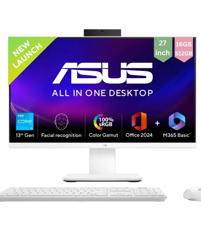 ASUS AiO V470,13th Gen Intel Core i3-1315U, 27" FHD,100Hz,All-in-One PC(16GB RAM/512GB SSD/Windows 11/Office 24/Retractable Camera/Wireless Keyboard & Mouse/M365 Basic (1Year)*) V470VAB-KWPE002WS