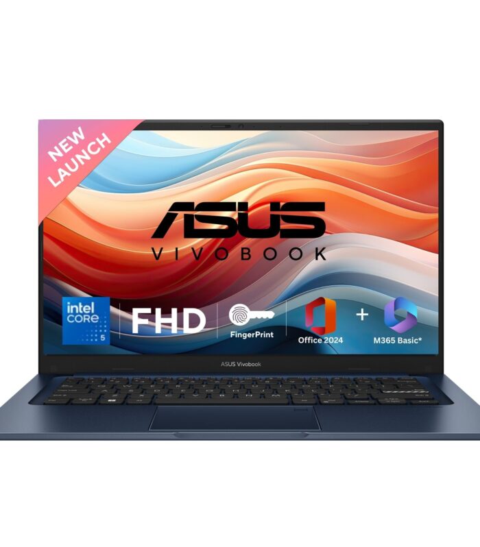 ASUS Vivobook 14, (i5 14th Gen) Intel Core 5 120U, Thin & Light Laptop(16GB RAM/512GB SSD/FHD/14/60Hz/Fingerprint Reader/M365 Basic (1Year)*/Office Home 2024/Quiet Blue/1.4 Kg) X1404VAP-EB542WS